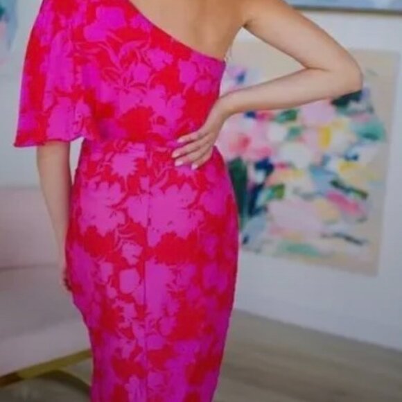 DO+BE Asymmetrical One Shoulder Tulip Hem Summer Midi Dress Large - Picture 2 of 7